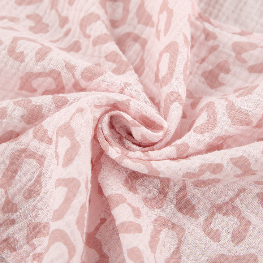 Suspender Crepe Cotton Pajamas Pink Heart Printing Two Piece Suit Spring Ladies Homewear