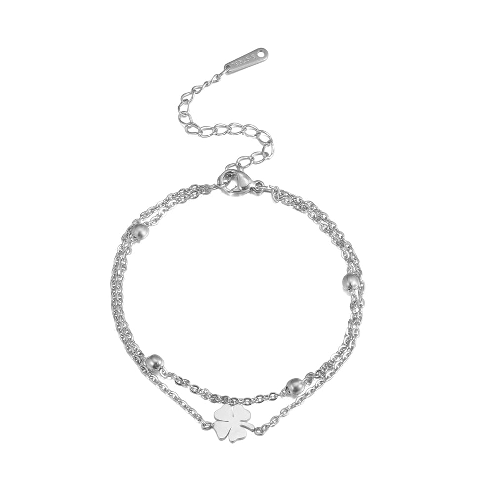 Leaf Clover Anklet - M&H FashionLeaf Clover AnkletM&H FashionM&H Fashion200001034:361180#Clover Silver colorClover Silver colorLeaf Clover AnkletM&H FashionM&H FashionThis Leaf Clover Anklet is the perfect accessory for any occasion. Its simple yet exquisite design is sure to turn heads. Crafted from stainless steel, it is both duLeaf Clover Anklet