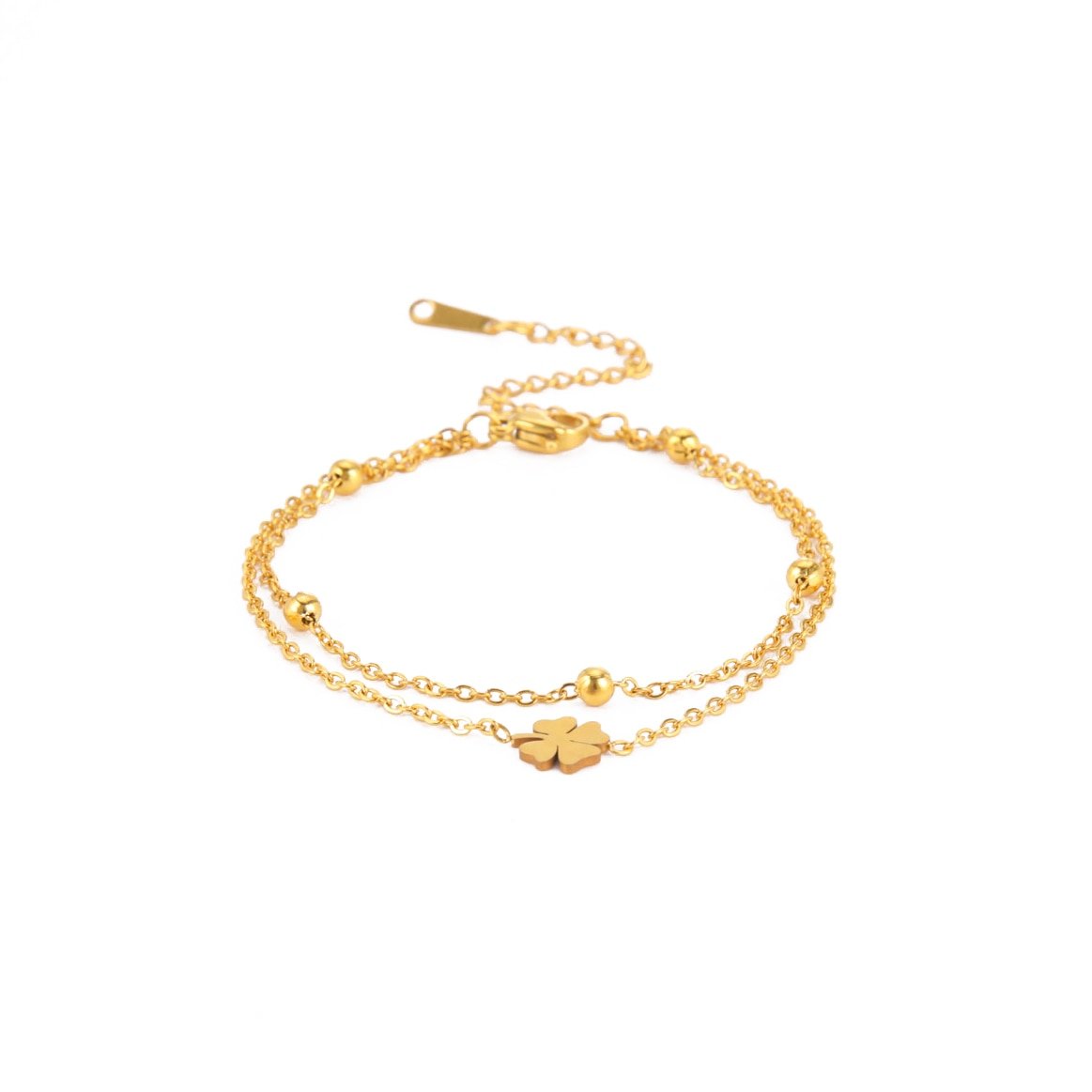 Leaf Clover Anklet - M&H FashionLeaf Clover AnkletM&H FashionM&H Fashion200001034:361181#Clover Gold colorClover Gold colorLeaf Clover AnkletM&H FashionM&H FashionThis Leaf Clover Anklet is the perfect accessory for any occasion. Its simple yet exquisite design is sure to turn heads. Crafted from stainless steel, it is both duLeaf Clover Anklet